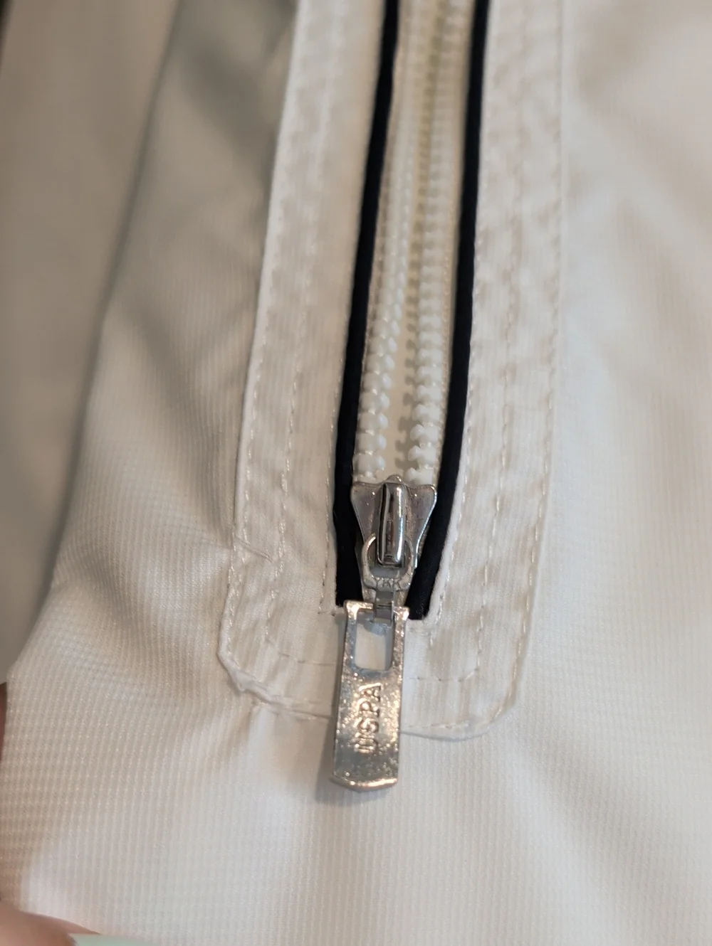 U.S. Polo Assn. White Bomber Jacket with Navy Trim